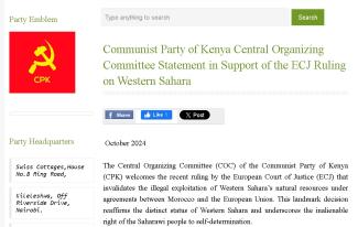 The Communist Party of Kenya hails the ruling of EU Court on Western Sahara, denouncing EU attempts to overturn it