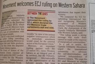 Ugandan Solidarity Association Welcomes European Court of Justice Ruling on Western Sahara