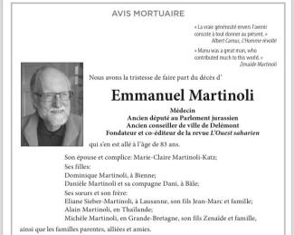 El Ministerio de Información lamenta el fallecimiento de Emmanuel Martinoli, gran amigo del pueblo saharaui